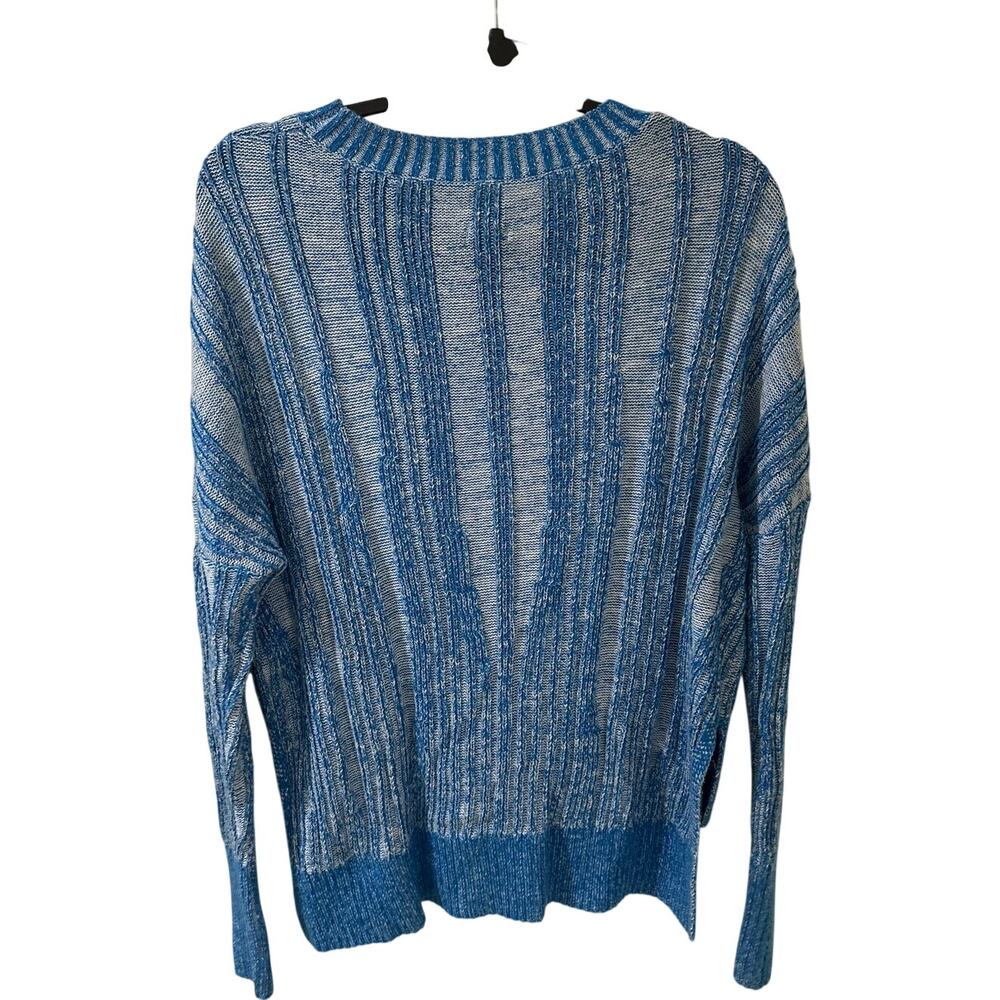 Anthropologie Pilcro Marled Blue Cable Knit High Low Sweater M Coastal Grandma - Picture 8 of 8